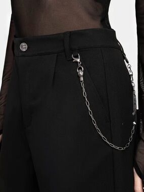 Disturbia Black Tailored Trousers with Silver Chain